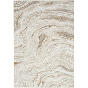 Glitz GLZ22 Modern Abstract Ripple Distressed Metallic Shimmer Hi-Low Textured Soft-Touch Polyester Low Profile Short-Pile Grey/Gold Rug-Nourison-Rug Love - The Most Loved Rug Store